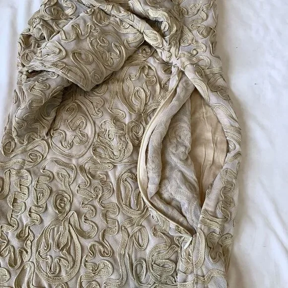 Sundance Soutache Dress Tan Cream Size XS Petite Lace Ribbon Wedding Guest Party - Picture 16 of 16